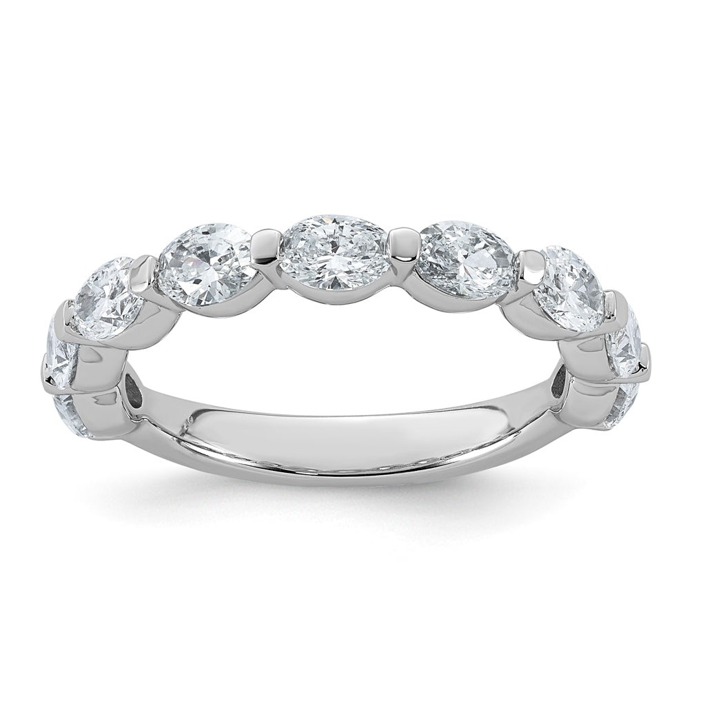 14K White Gold 1 3/4ct Lab Grown Diamond VS+ F+ Oval Shape Stones Wedding Band