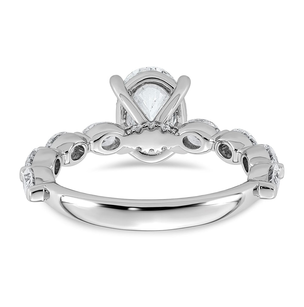 14K White Gold 2 5/8ct Certified Oval Ctr Lab Grown Diamond VS+ F+ w/ Oval Sides Comp. En