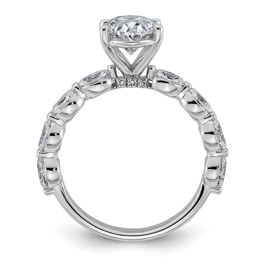14K White Gold 3ct Certified Oval Ctr Lab Grown Diamond VS+ F+ w/ Oval Sides Comp. Eng. R