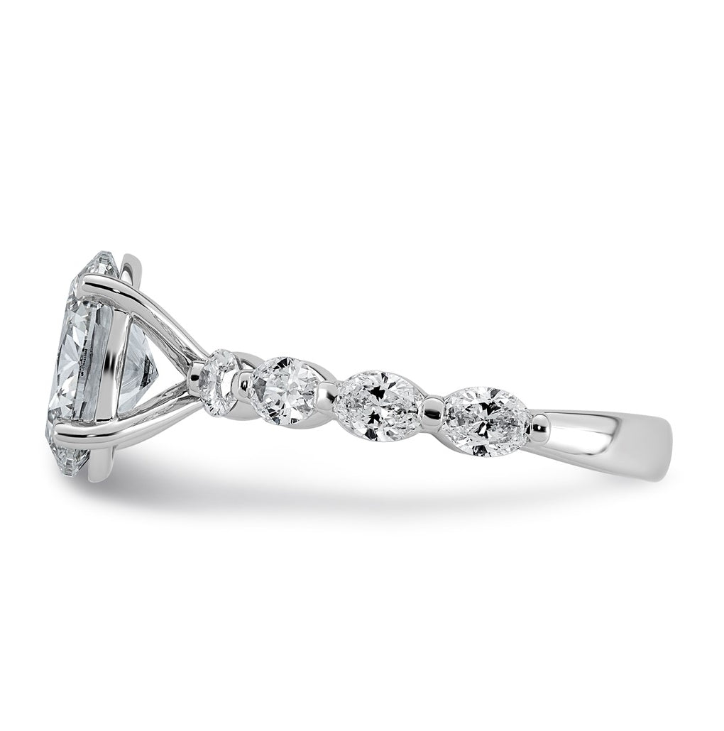 14K White Gold 3ct Certified Oval Ctr Lab Grown Diamond VS+ F+ w/ Oval Sides Comp. Eng. R