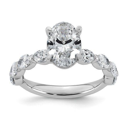 14K White Gold 3ct Certified Oval Ctr Lab Grown Diamond VS+ F+ w/ Oval Sides Comp. Eng. R