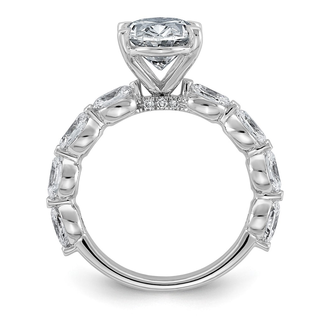 14K White Gold 4 1/2ct Certified Oval Ctr Lab Grown Diamond VS+ F+ w/ Oval Sides Comp. En