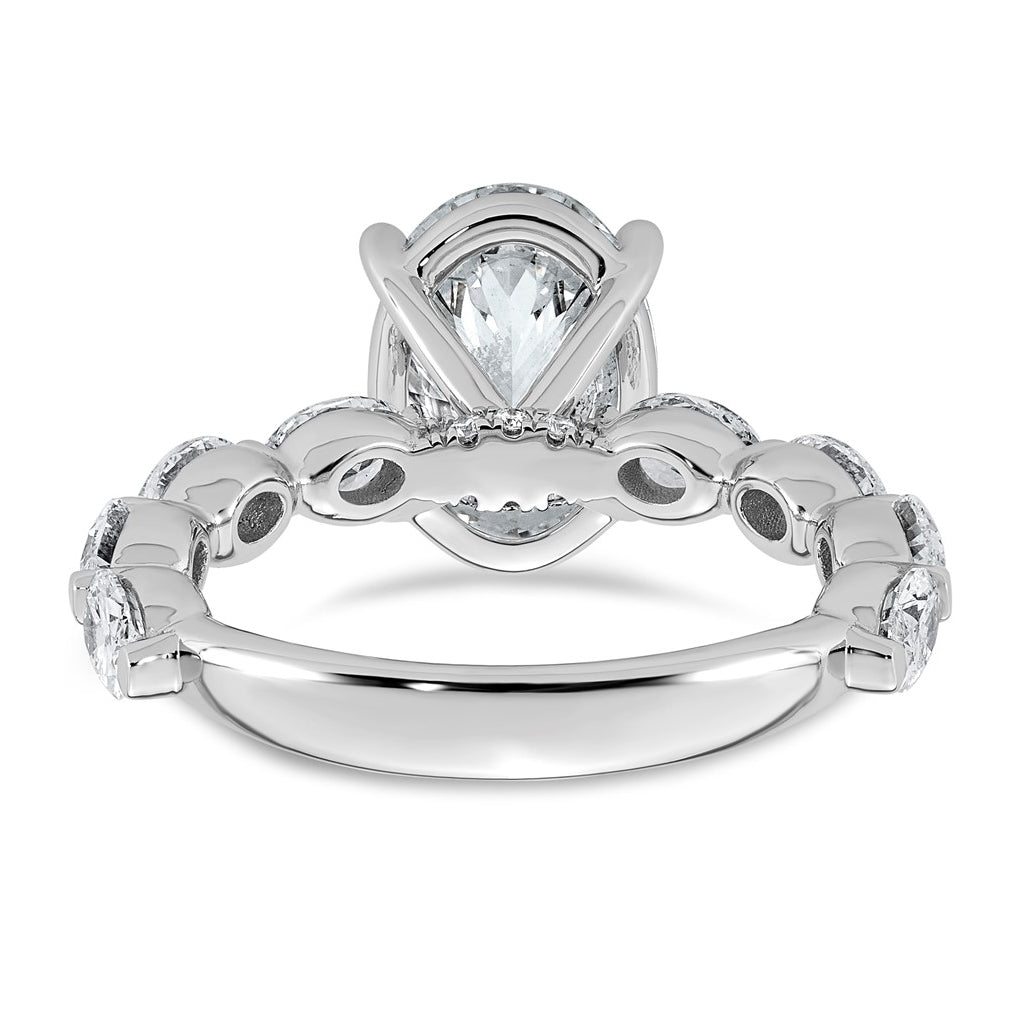14K White Gold 4 1/2ct Certified Oval Ctr Lab Grown Diamond VS+ F+ w/ Oval Sides Comp. En