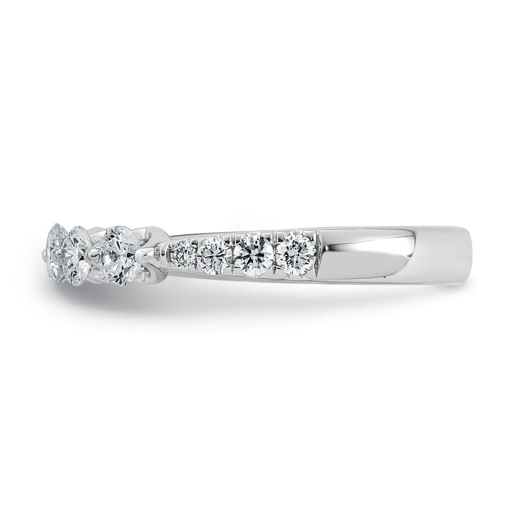 14K White Gold 3/4ct Lab Grown Diamond VS+ F+ Round Shape Stones Wedding Band