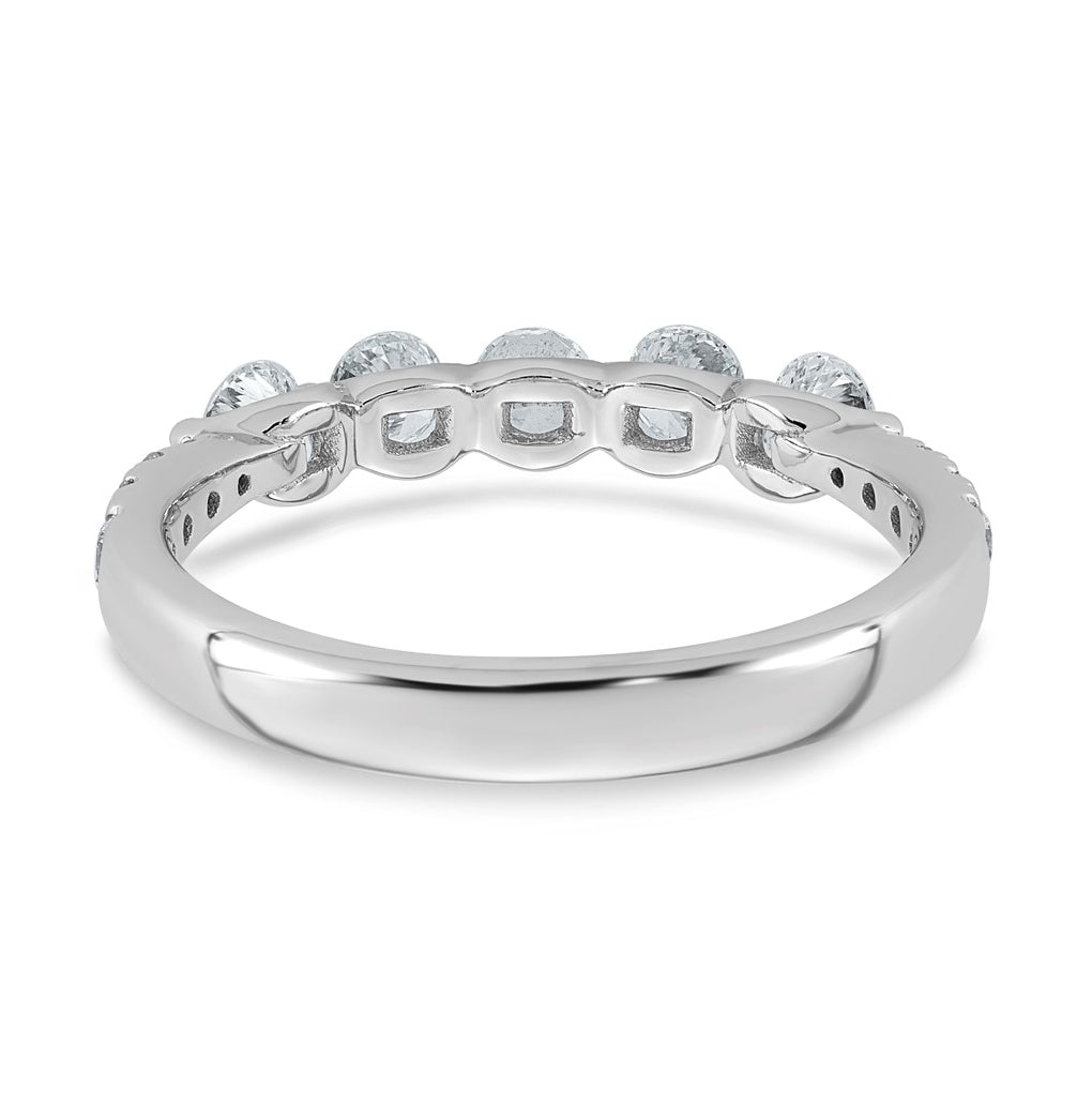 14K White Gold 3/4ct Lab Grown Diamond VS+ F+ Round Shape Stones Wedding Band