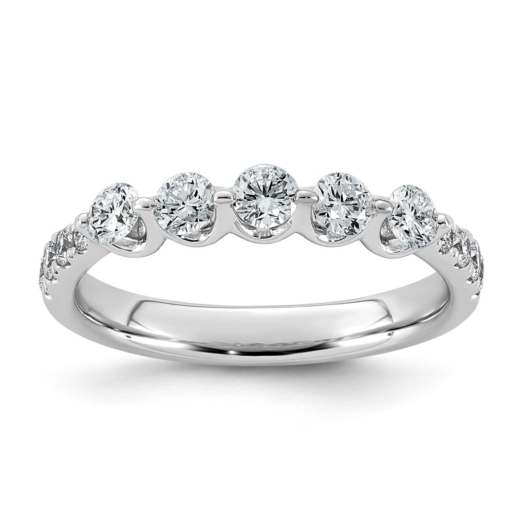 14K White Gold 3/4ct Lab Grown Diamond VS+ F+ Round Shape Stones Wedding Band