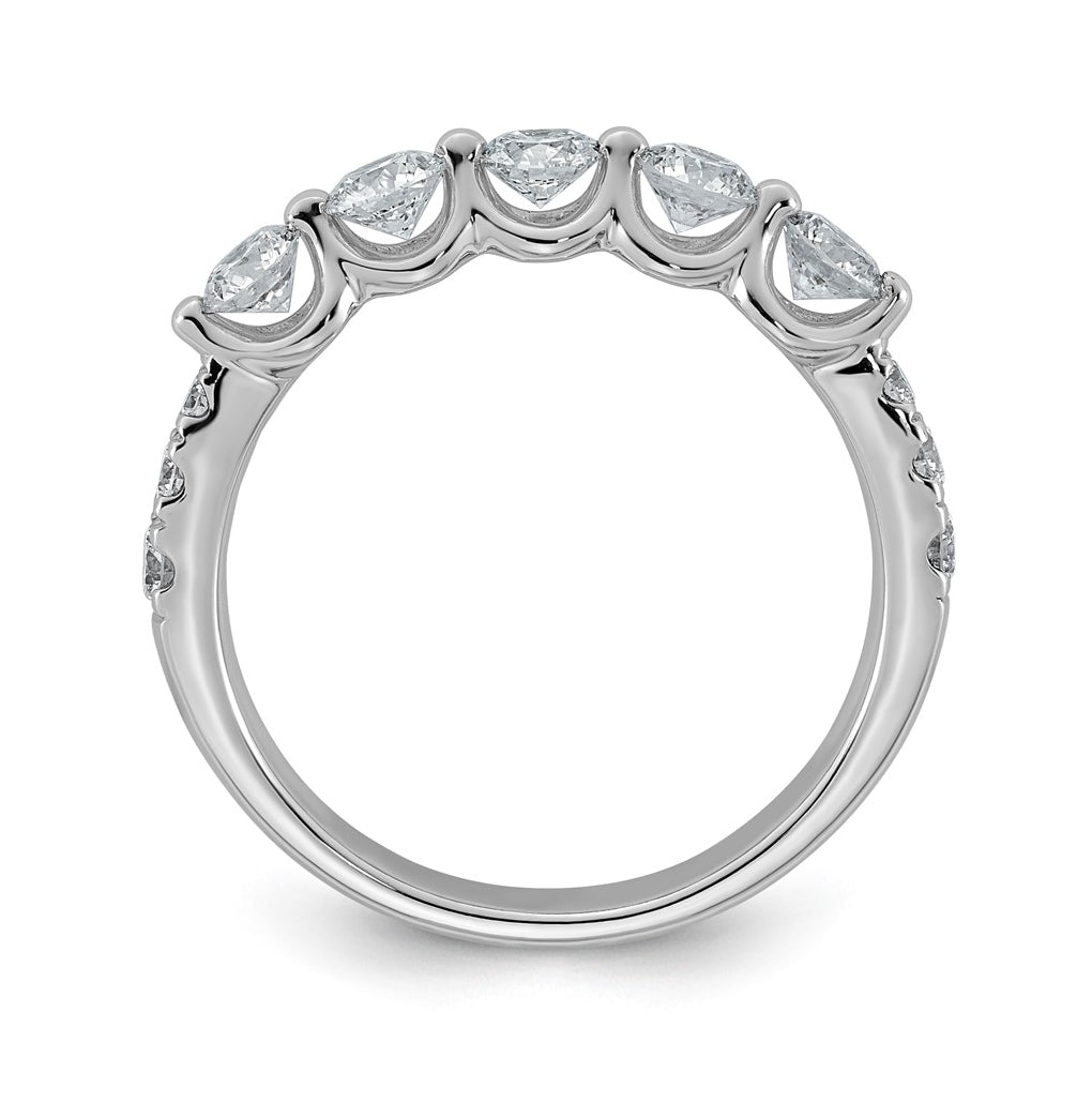 14K White Gold 1ct Lab Grown Diamond VS+ F+ Round Shape Stones Wedding Band