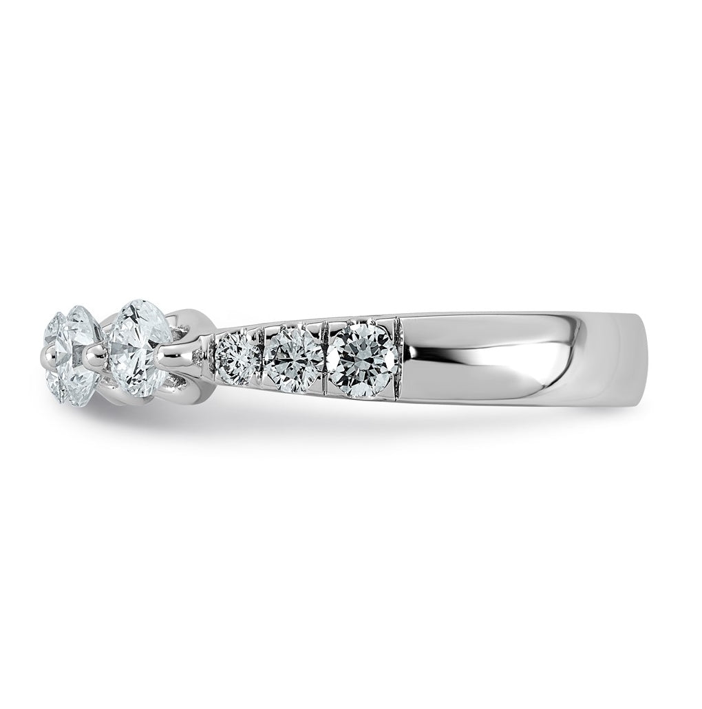 14K White Gold 1ct Lab Grown Diamond VS+ F+ Round Shape Stones Wedding Band