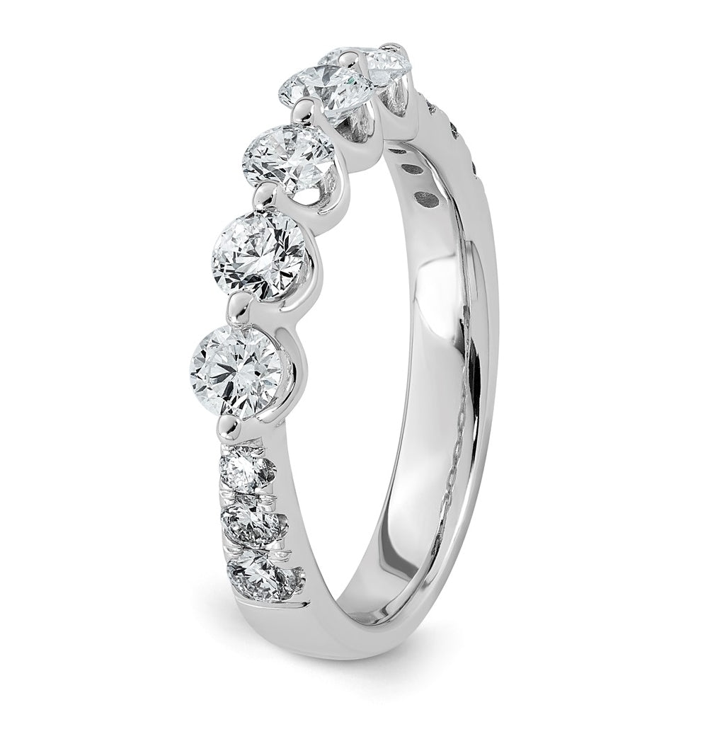 14K White Gold 1ct Lab Grown Diamond VS+ F+ Round Shape Stones Wedding Band