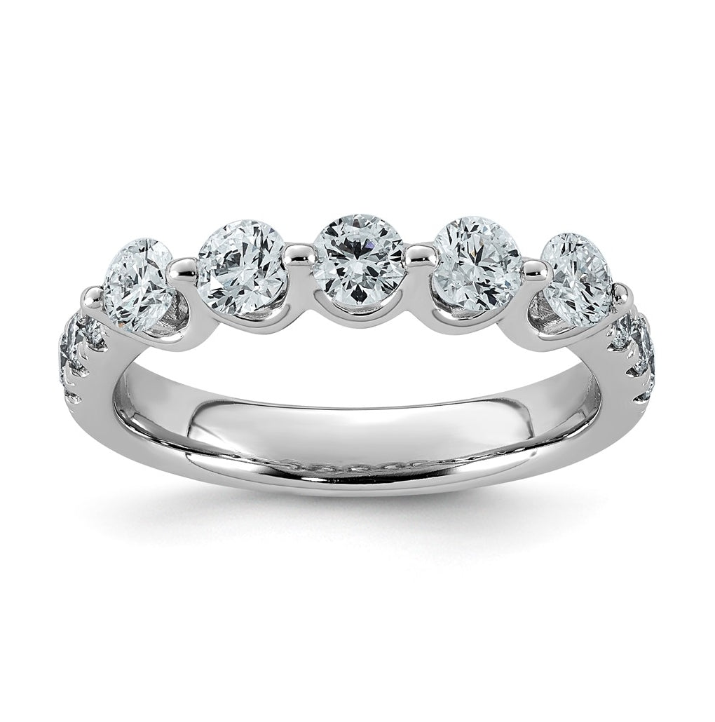14K White Gold 1ct Lab Grown Diamond VS+ F+ Round Shape Stones Wedding Band