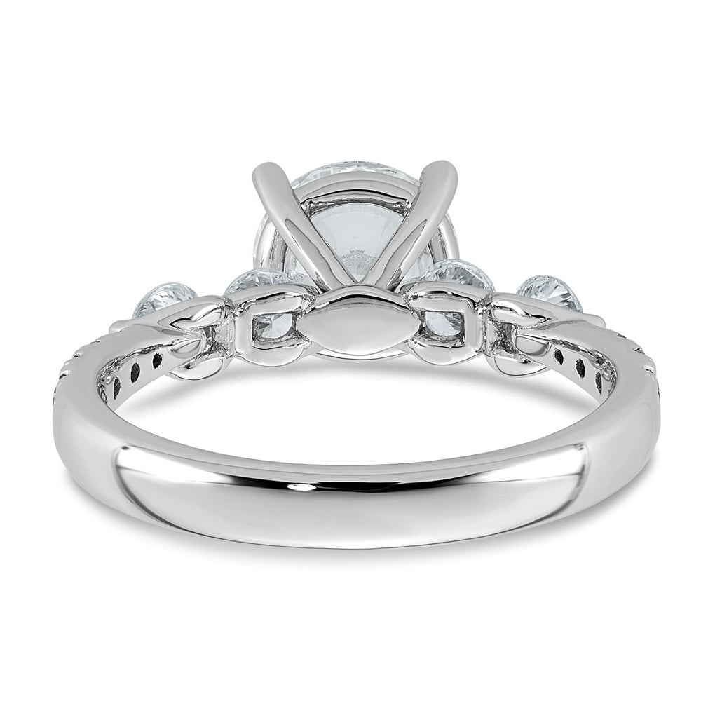 14K White Gold 2 1/6ct Certified Rd Ctr Lab Grown Diamond VS+ F+ w/ Round Sides Comp. Eng