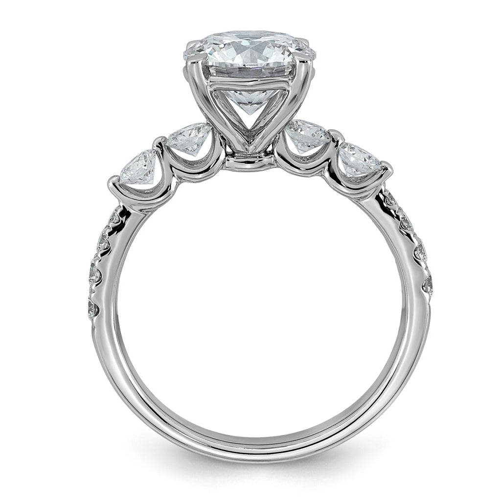 14K White Gold 2 5/8ct Certified Rd Ctr Lab Grown Diamond VS+ F+ w/ Round Sides Comp. Eng