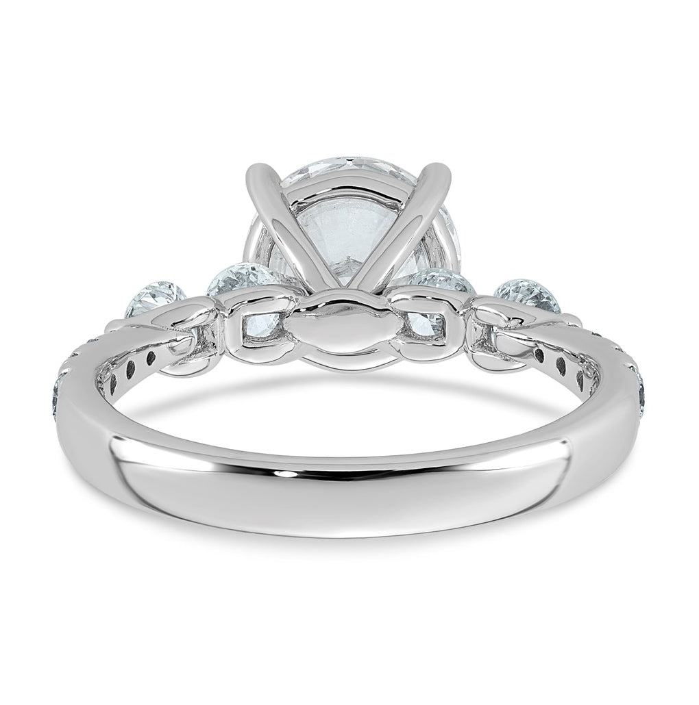 14K White Gold 2 5/8ct Certified Rd Ctr Lab Grown Diamond VS+ F+ w/ Round Sides Comp. Eng