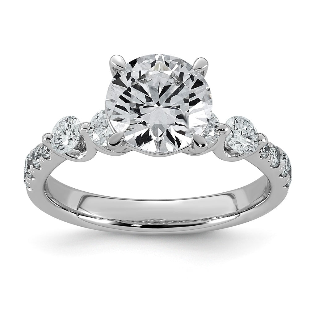 14K White Gold 2 5/8ct Certified Rd Ctr Lab Grown Diamond VS+ F+ w/ Round Sides Comp. Eng