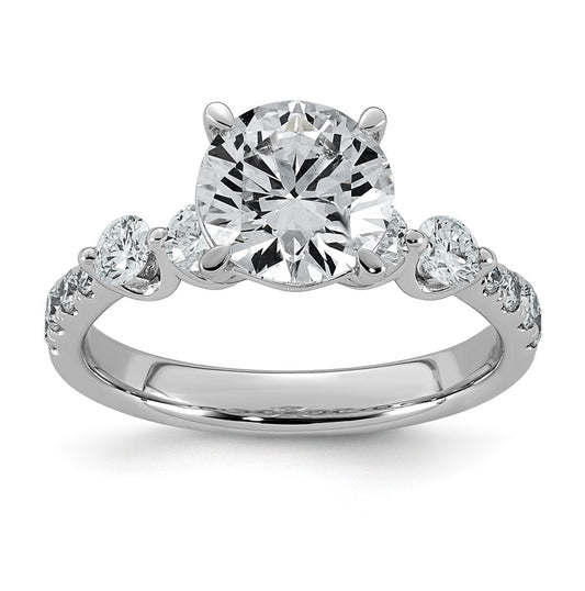 14K White Gold 2 5/8ct Certified Rd Ctr Lab Grown Diamond VS+ F+ w/ Round Sides Comp. Eng