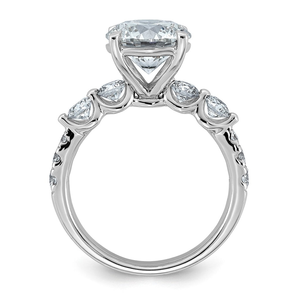 14K White Gold 3 7/8ct Certified Rd Ctr Lab Grown Diamond VS+ F+ w/ Round Sides Comp. Eng