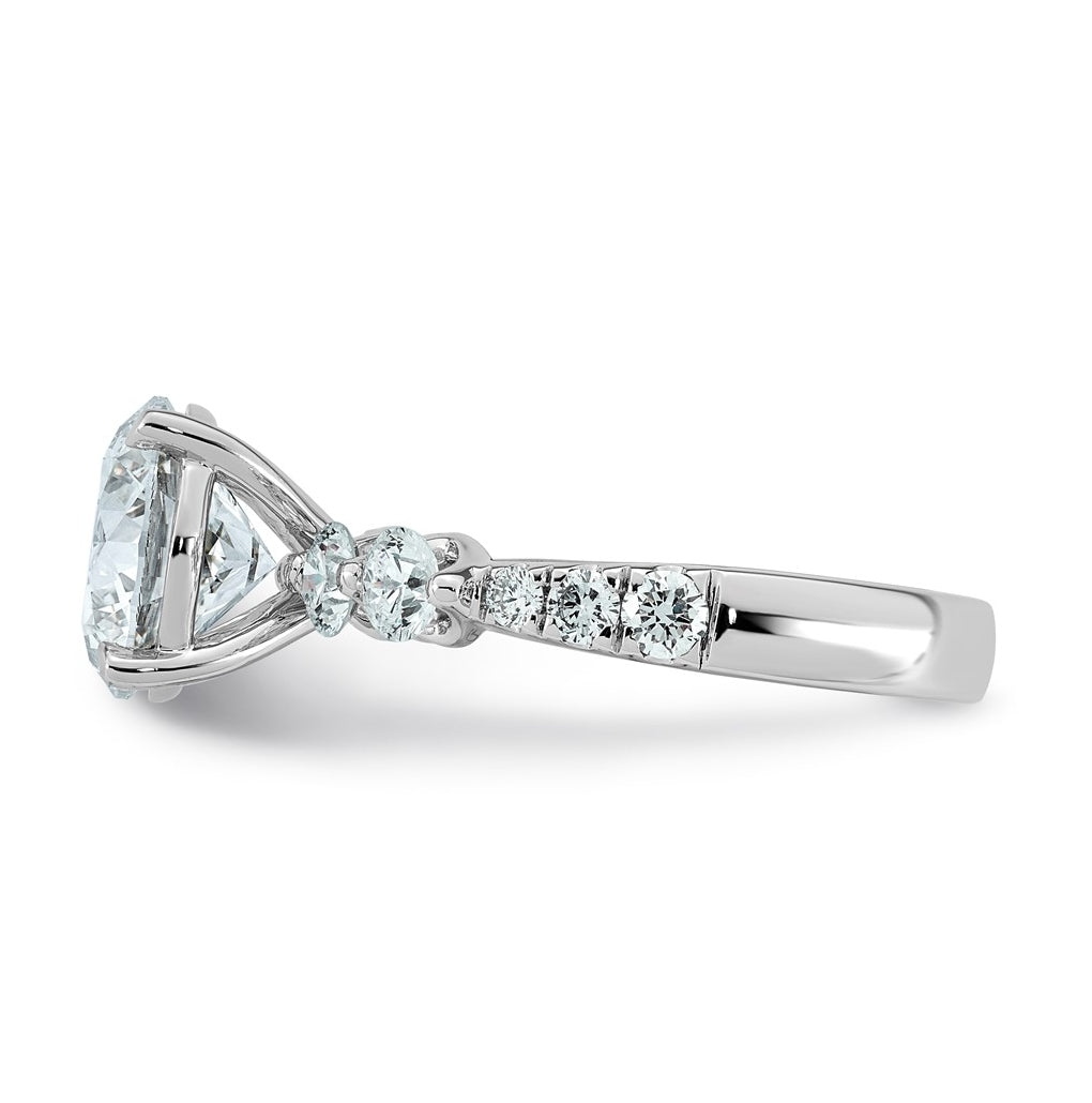 14K White Gold 3 7/8ct Certified Rd Ctr Lab Grown Diamond VS+ F+ w/ Round Sides Comp. Eng
