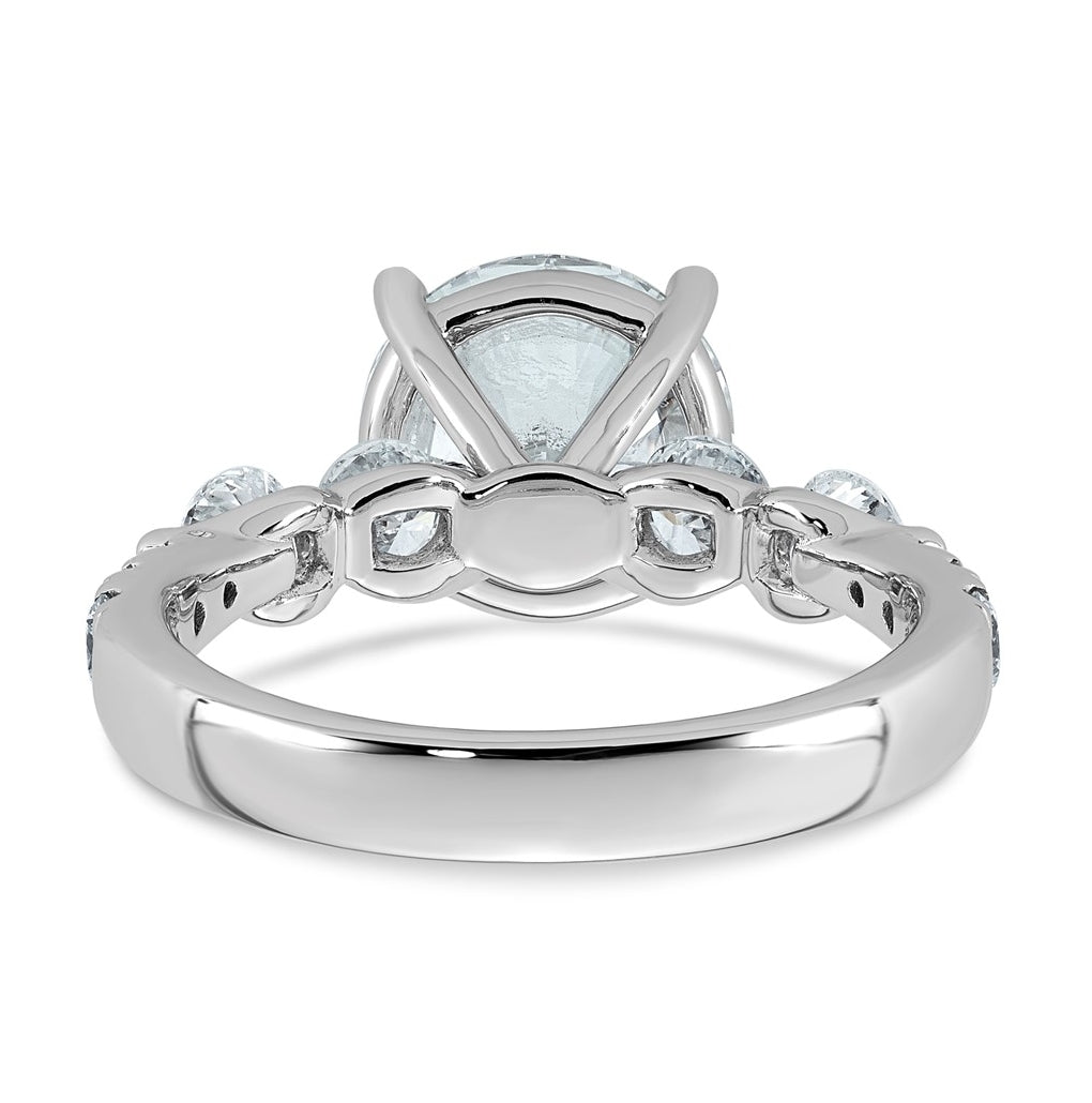 14K White Gold 3 7/8ct Certified Rd Ctr Lab Grown Diamond VS+ F+ w/ Round Sides Comp. Eng