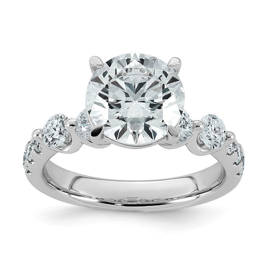 14K White Gold 3 7/8ct Certified Rd Ctr Lab Grown Diamond VS+ F+ w/ Round Sides Comp. Eng