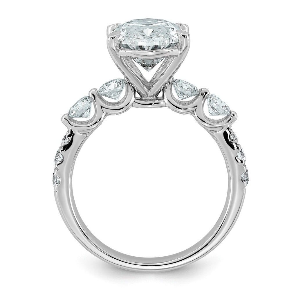 14K White Gold 4 7/8ct Certified Oval Ctr Lab Grown Diamond VS+ F+ w/ Round Sides Comp. E