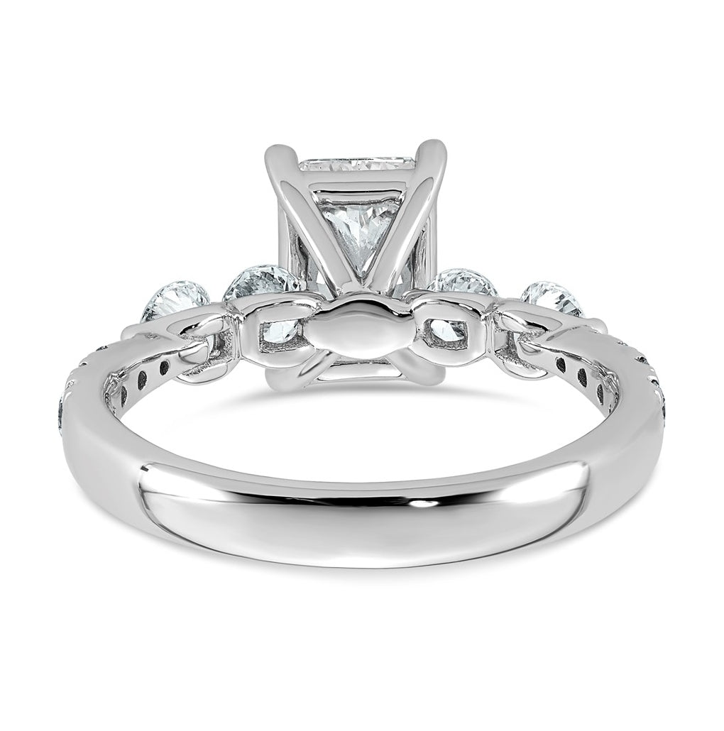 14K White Gold 2 1/6ct Cert. Radiant Ctr Lab Grown Diamond VS+ F+ w/ Round Sides Comp. En