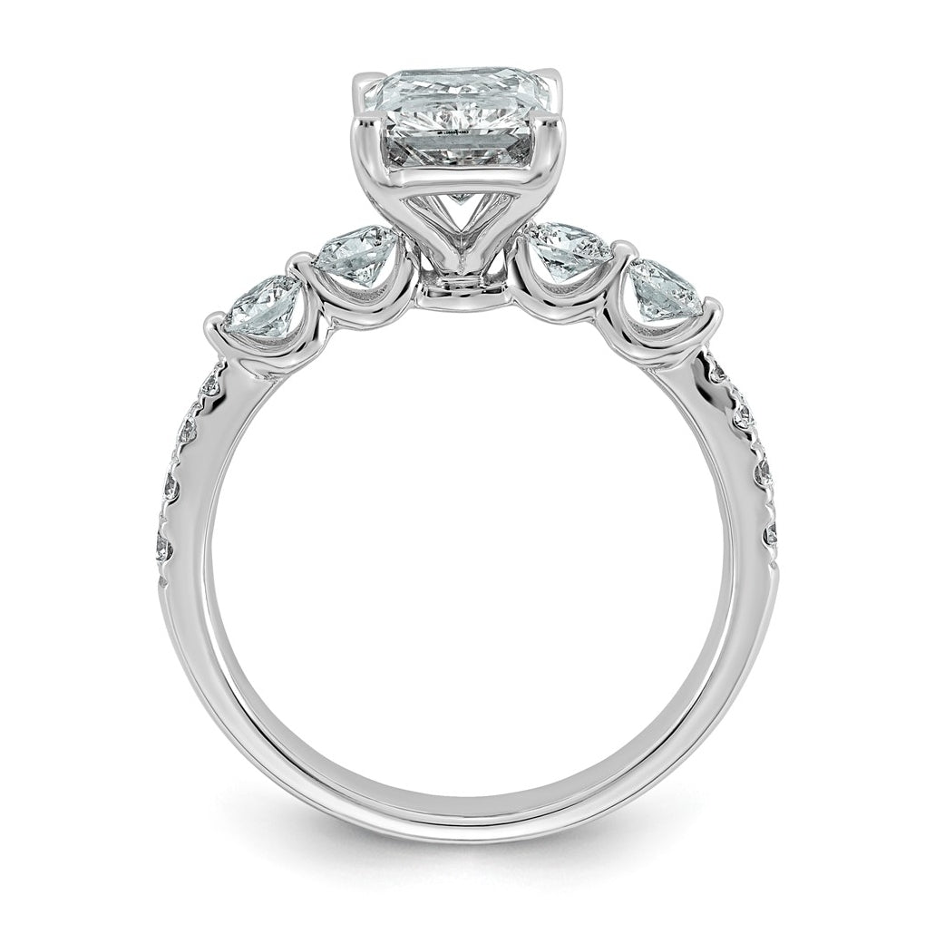 14K White Gold 2 5/8ct Cert. Radiant Ctr Lab Grown Diamond VS+ F+ w/ Round Sides Comp. En