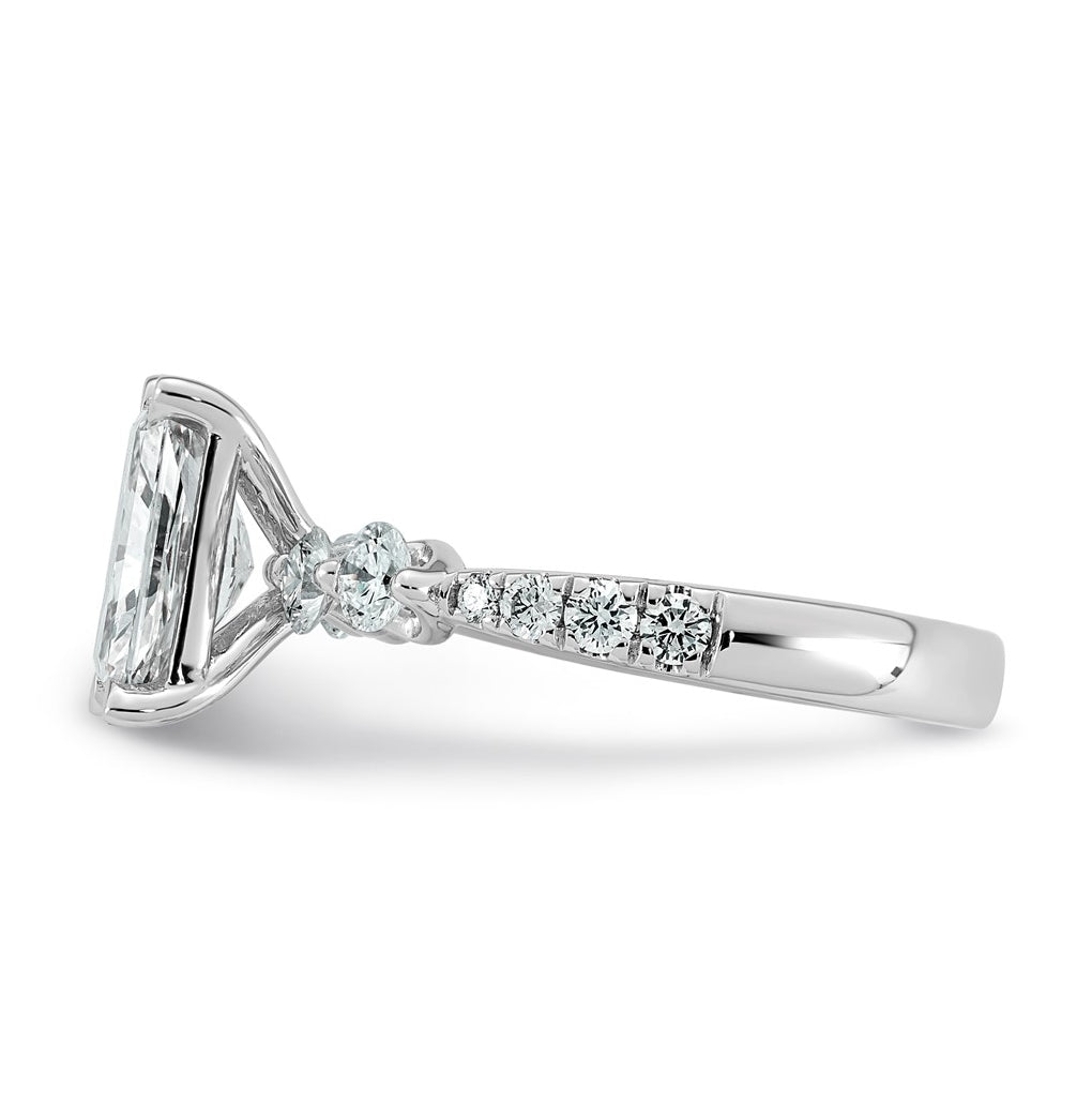 14K White Gold 2 5/8ct Cert. Radiant Ctr Lab Grown Diamond VS+ F+ w/ Round Sides Comp. En