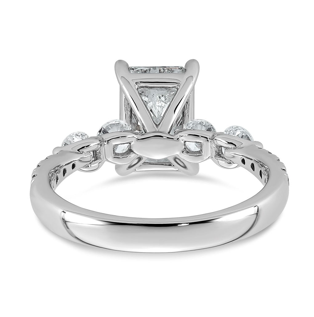 14K White Gold 2 5/8ct Cert. Radiant Ctr Lab Grown Diamond VS+ F+ w/ Round Sides Comp. En