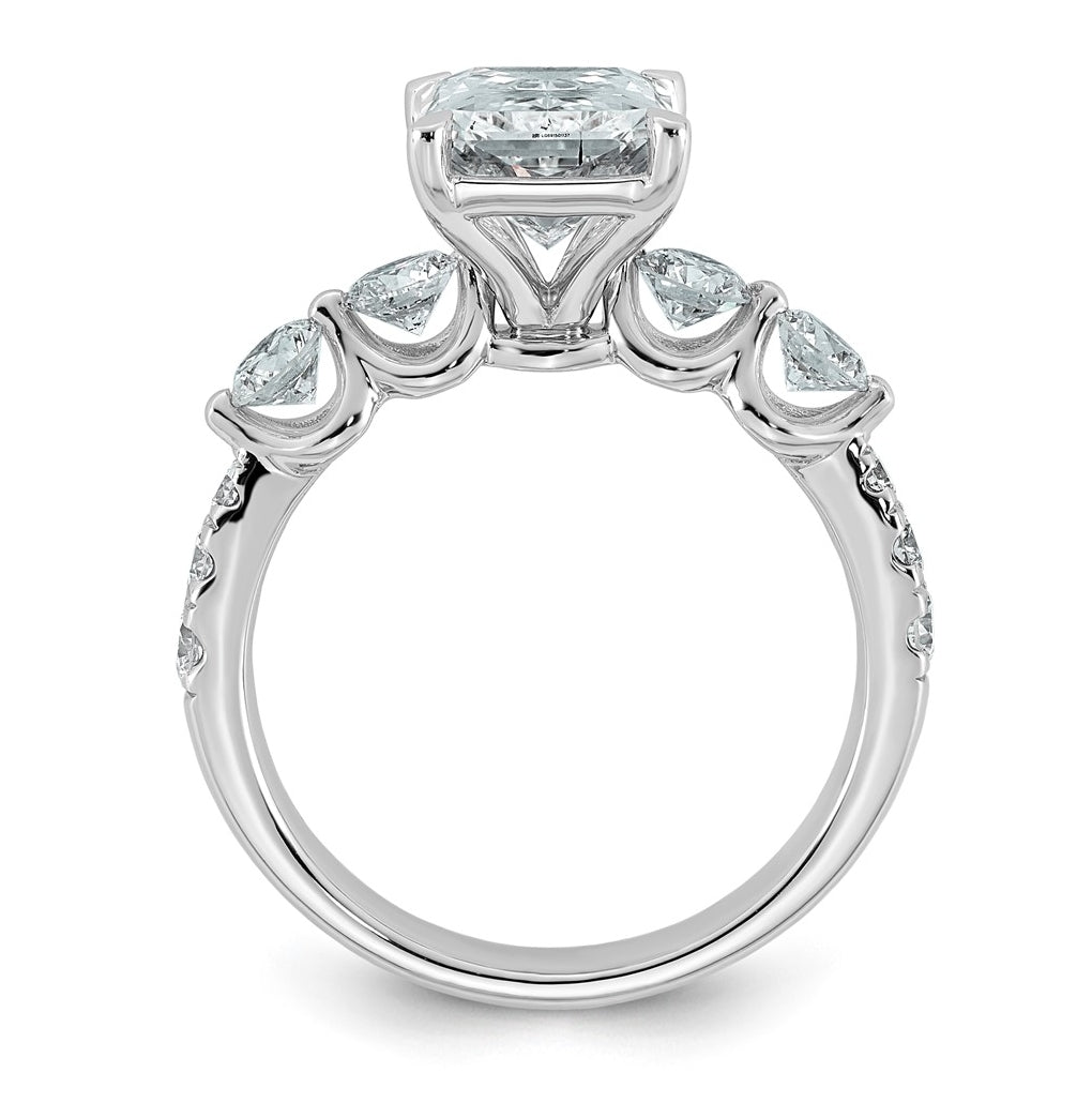 14K White Gold 3 7/8ct Cert. Radiant Ctr Lab Grown Diamond VS+ F+ w/ Round Sides Comp. En