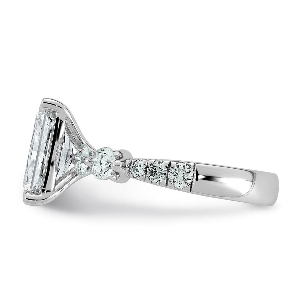 14K White Gold 3 7/8ct Cert. Radiant Ctr Lab Grown Diamond VS+ F+ w/ Round Sides Comp. En