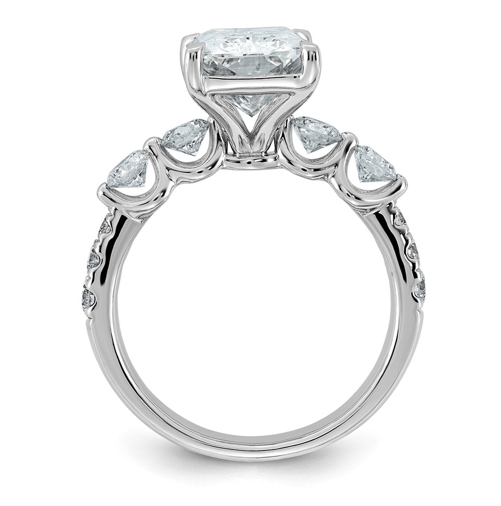 14K White Gold 4 7/8ct Cert. Radiant Ctr Lab Grown Diamond VS+ F+ w/ Round Sides Comp. En