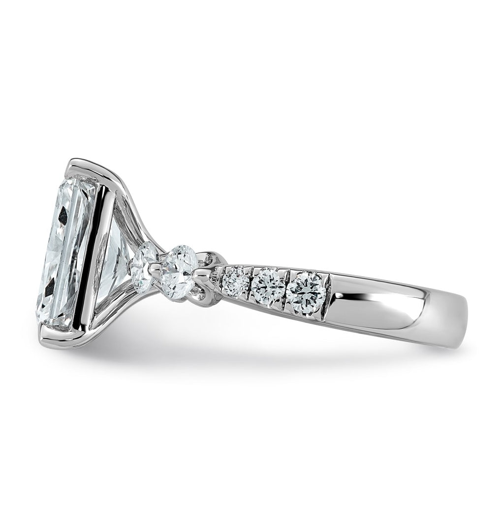 14K White Gold 4 7/8ct Cert. Radiant Ctr Lab Grown Diamond VS+ F+ w/ Round Sides Comp. En