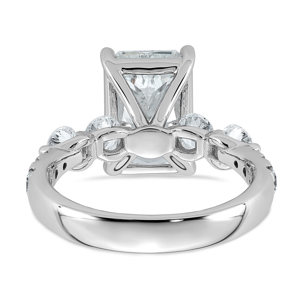 14K White Gold 4 7/8ct Cert. Radiant Ctr Lab Grown Diamond VS+ F+ w/ Round Sides Comp. En