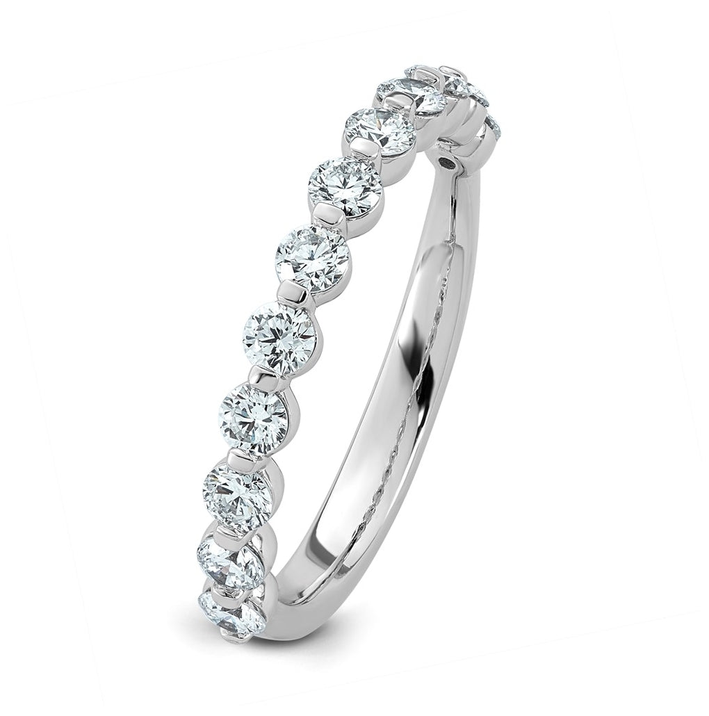 14K White Gold 3/4ct Lab Grown Diamond VS+ F+ Round Shape Stones Wedding Band