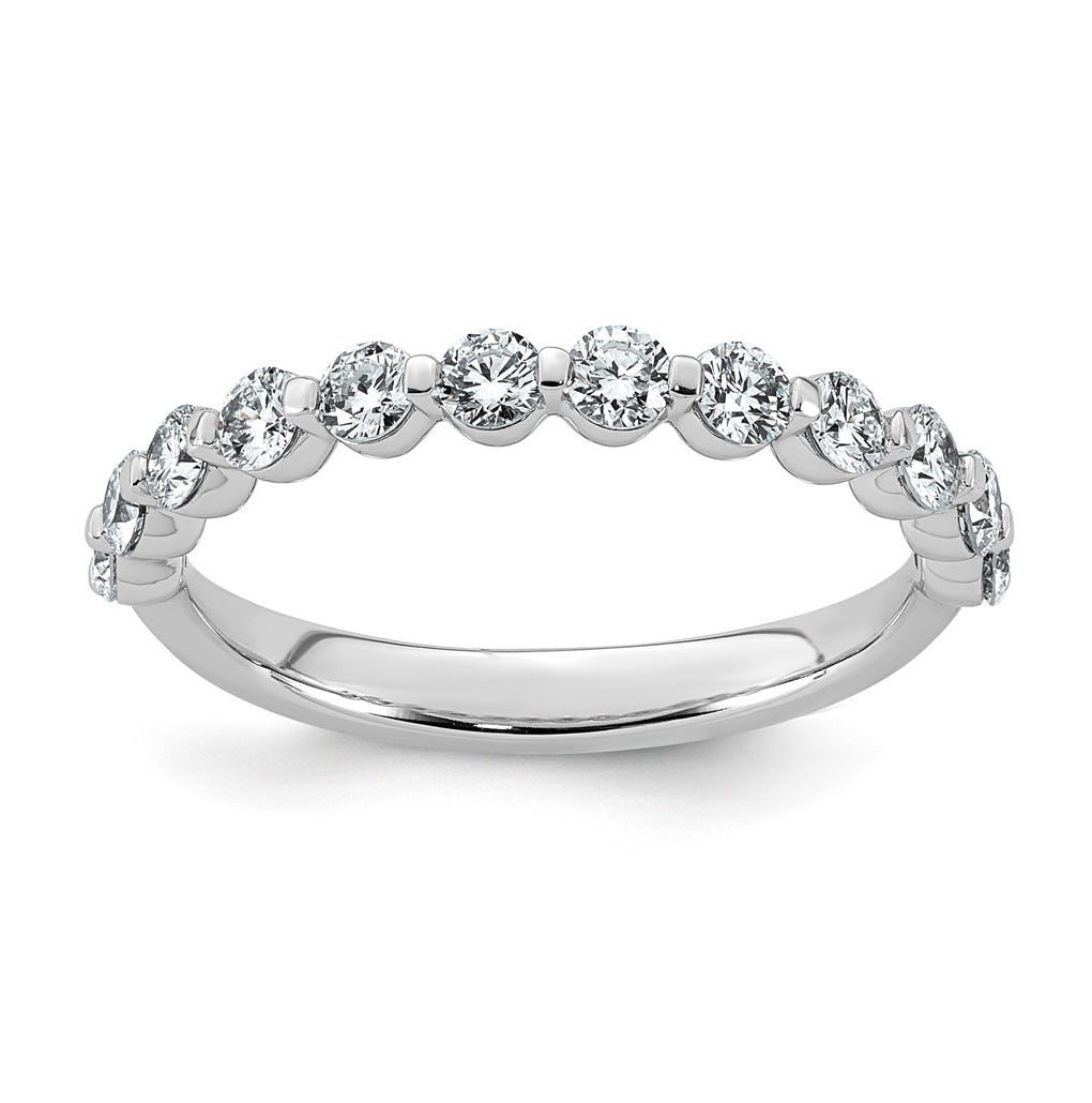 14K White Gold 3/4ct Lab Grown Diamond VS+ F+ Round Shape Stones Wedding Band