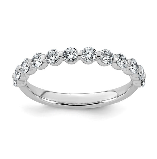 14K White Gold 3/4ct Lab Grown Diamond VS+ F+ Round Shape Stones Wedding Band