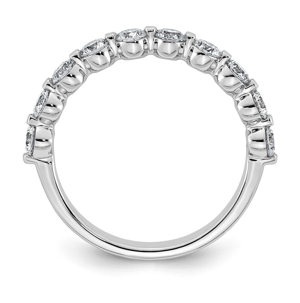 14K White Gold 1ct Lab Grown Diamond VS+ F+ Round Shape Stones Wedding Band