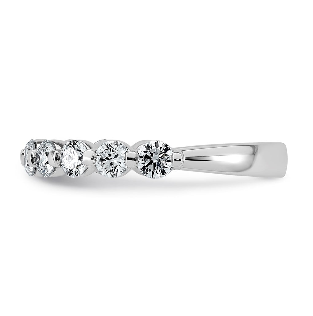 14K White Gold 1ct Lab Grown Diamond VS+ F+ Round Shape Stones Wedding Band