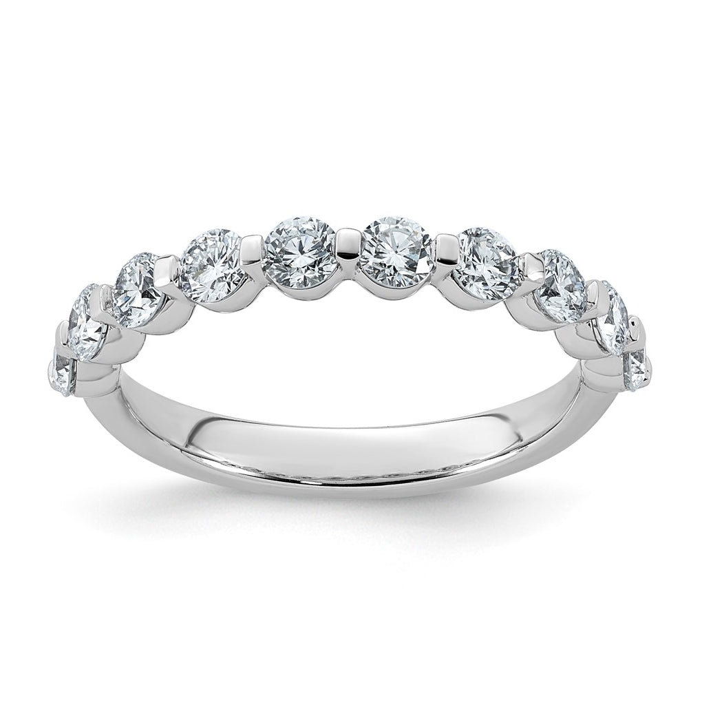 14K White Gold 1ct Lab Grown Diamond VS+ F+ Round Shape Stones Wedding Band