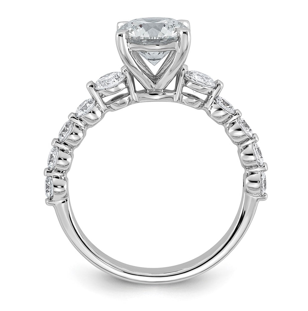 14K White Gold 2 1/3ct Certified Rd Ctr Lab Grown Diamond VS+ F+ w/ Round Sides Comp. Eng