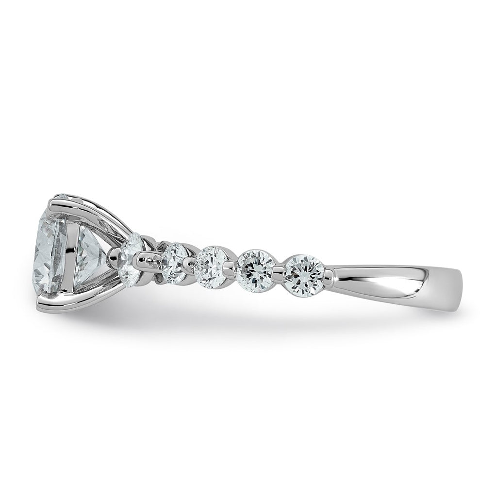 14K White Gold 2 1/3ct Certified Rd Ctr Lab Grown Diamond VS+ F+ w/ Round Sides Comp. Eng