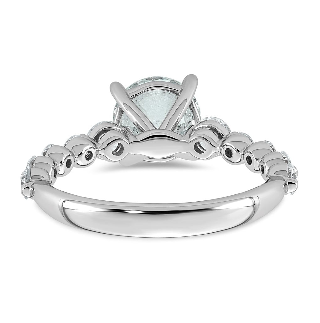 14K White Gold 2 1/3ct Certified Rd Ctr Lab Grown Diamond VS+ F+ w/ Round Sides Comp. Eng