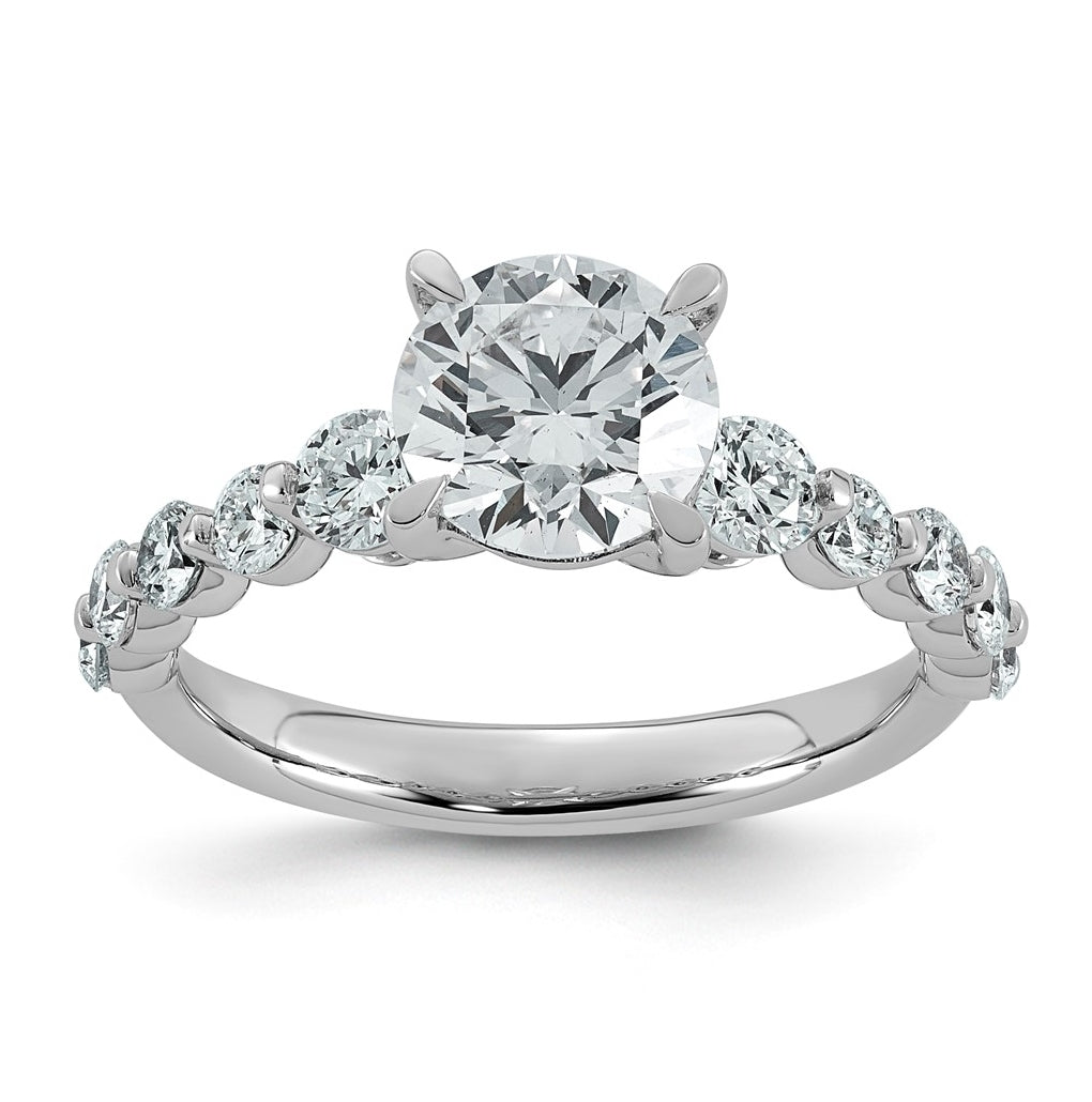 14K White Gold 2 1/3ct Certified Rd Ctr Lab Grown Diamond VS+ F+ w/ Round Sides Comp. Eng