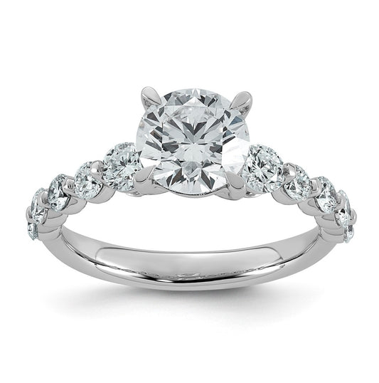 14K White Gold 2 1/3ct Certified Rd Ctr Lab Grown Diamond VS+ F+ w/ Round Sides Comp. Eng