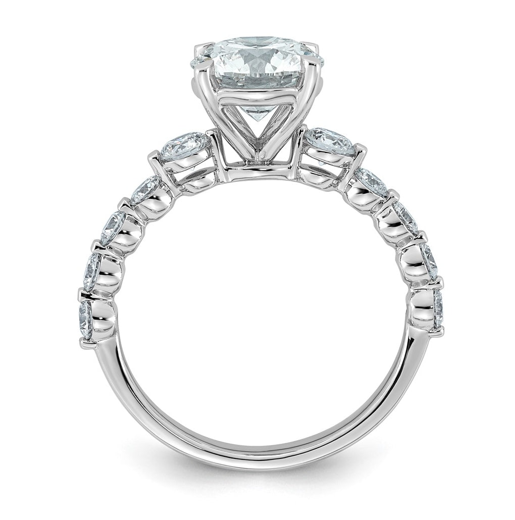 14K White Gold 2 3/4ct Certified Rd Ctr Lab Grown Diamond VS+ F+ w/ Round Sides Comp. Eng
