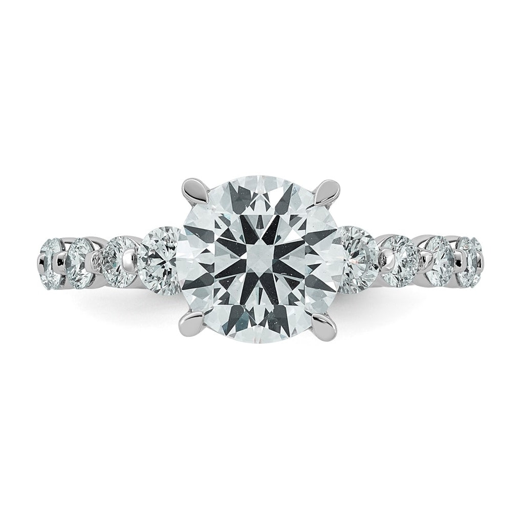 14K White Gold 2 3/4ct Certified Rd Ctr Lab Grown Diamond VS+ F+ w/ Round Sides Comp. Eng