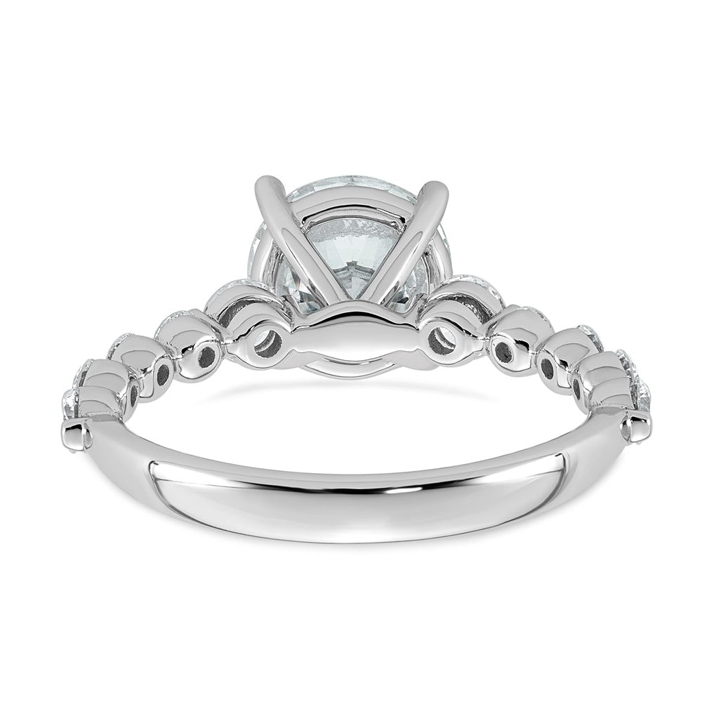 14K White Gold 2 3/4ct Certified Rd Ctr Lab Grown Diamond VS+ F+ w/ Round Sides Comp. Eng