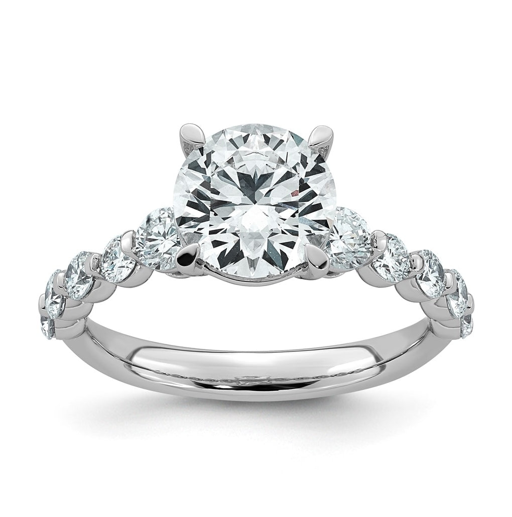 14K White Gold 2 3/4ct Certified Rd Ctr Lab Grown Diamond VS+ F+ w/ Round Sides Comp. Eng