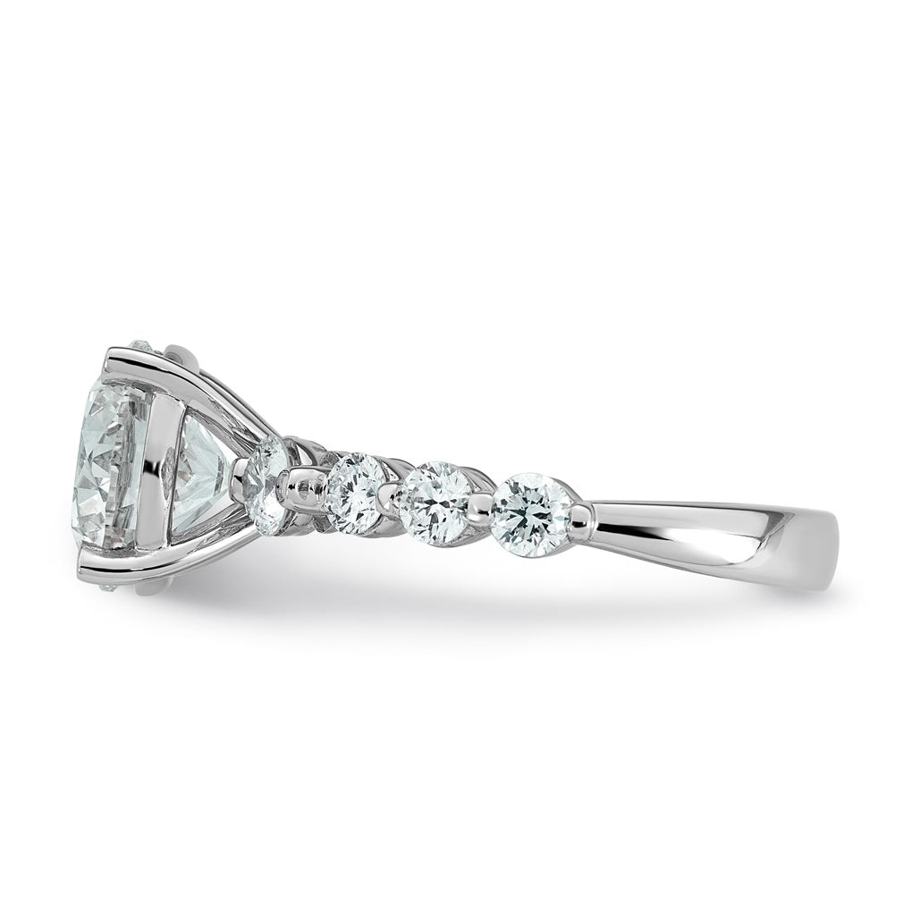 14K White Gold 4ct Certified Rd Ctr Lab Grown Diamond VS+ F+ w/ Round Sides Comp. Eng. Ri