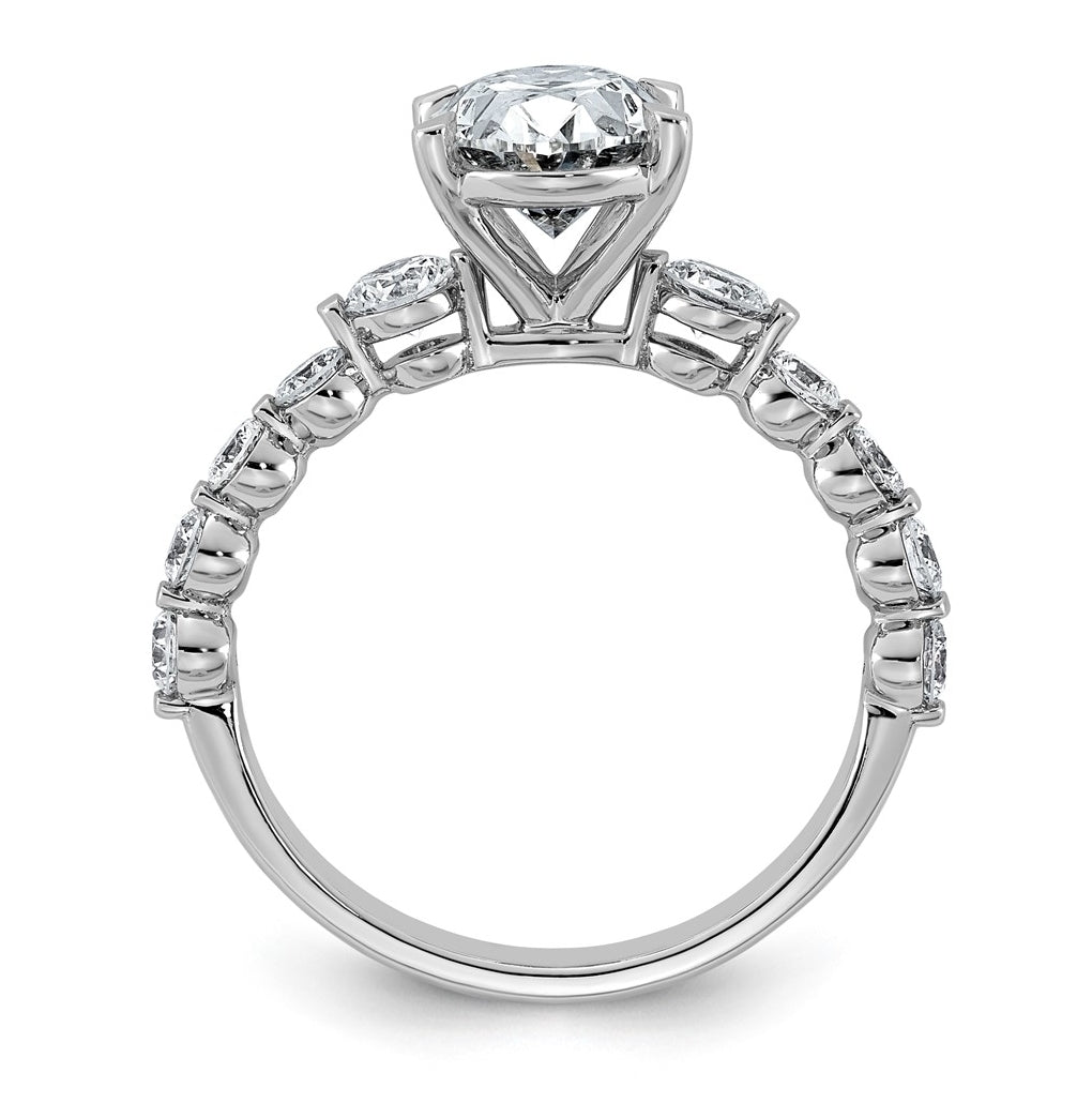 14K White Gold 2 3/4ct Certified Oval Ctr Lab Grown Diamond VS+ F+ w/ Round Sides Comp. E